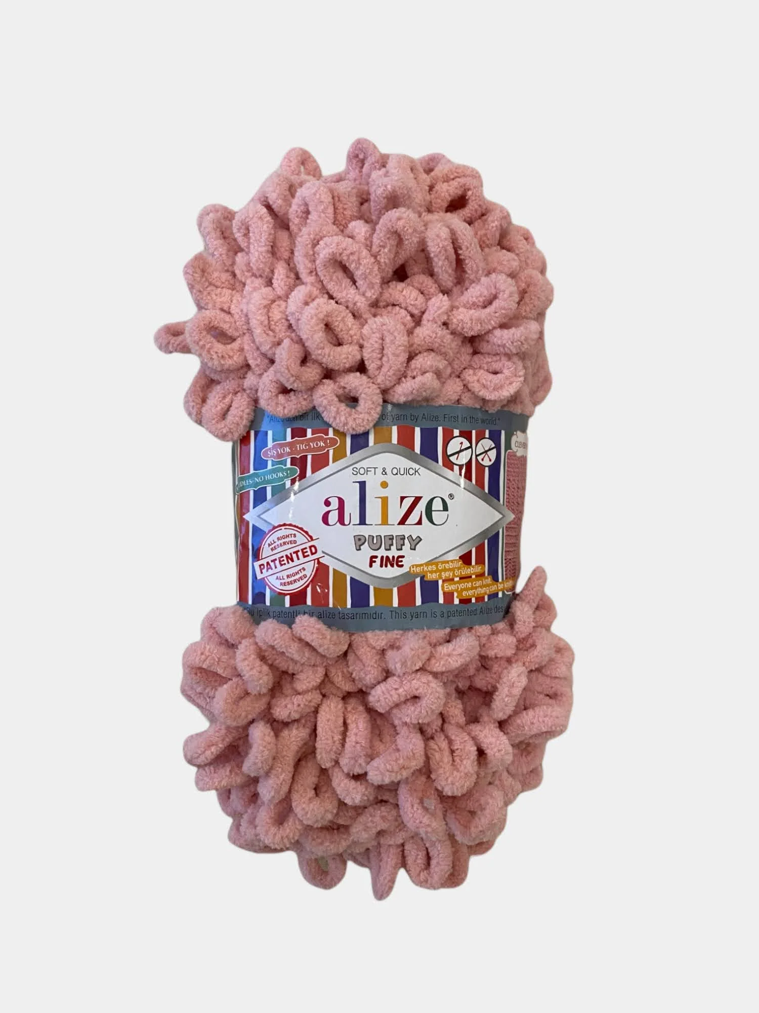 Пудровый alize Puffy Fine турецкая плюшевая пряжа, Ализе Пуффи Файн вязание руками 100 г 14,5 м
