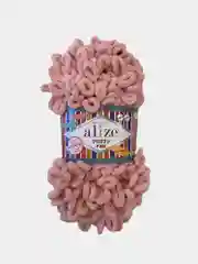 Пудровый alize Puffy Fine турецкая плюшевая пряжа, Ализе Пуффи Файн вязание руками 100 г 14,5 м