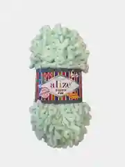 Мятный alize Puffy Fine турецкая плюшевая пряжа, Ализе Пуффи Файн вязание руками 100 г 14,5 м