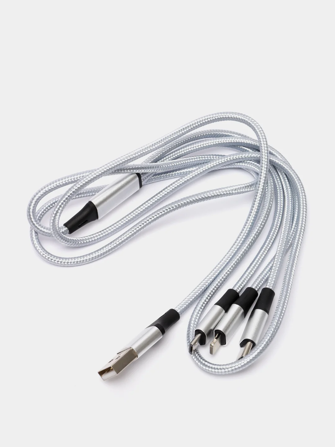 Серый кабель для зарядки/ кабель micro usb/ type-c/ lightning (8 pin) айфон