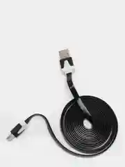 Черный кабель  плоский USB A - micro USB B длина 1,95 метра
