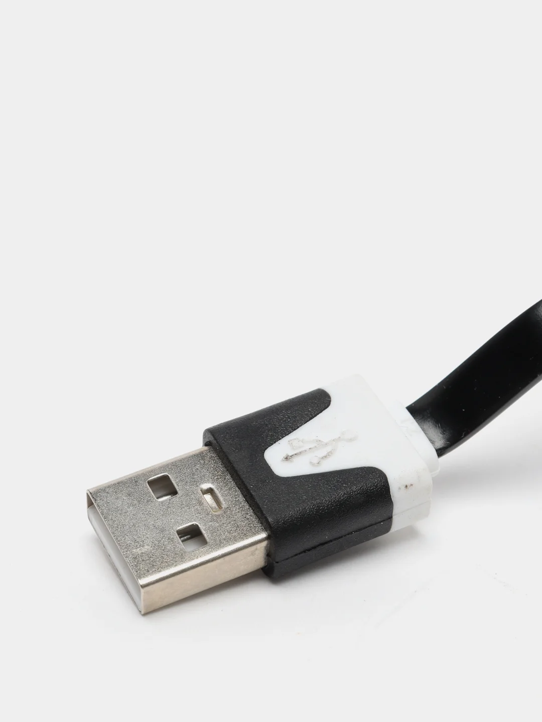 Черный кабель  плоский USB A - micro USB B длина 1,95 метра