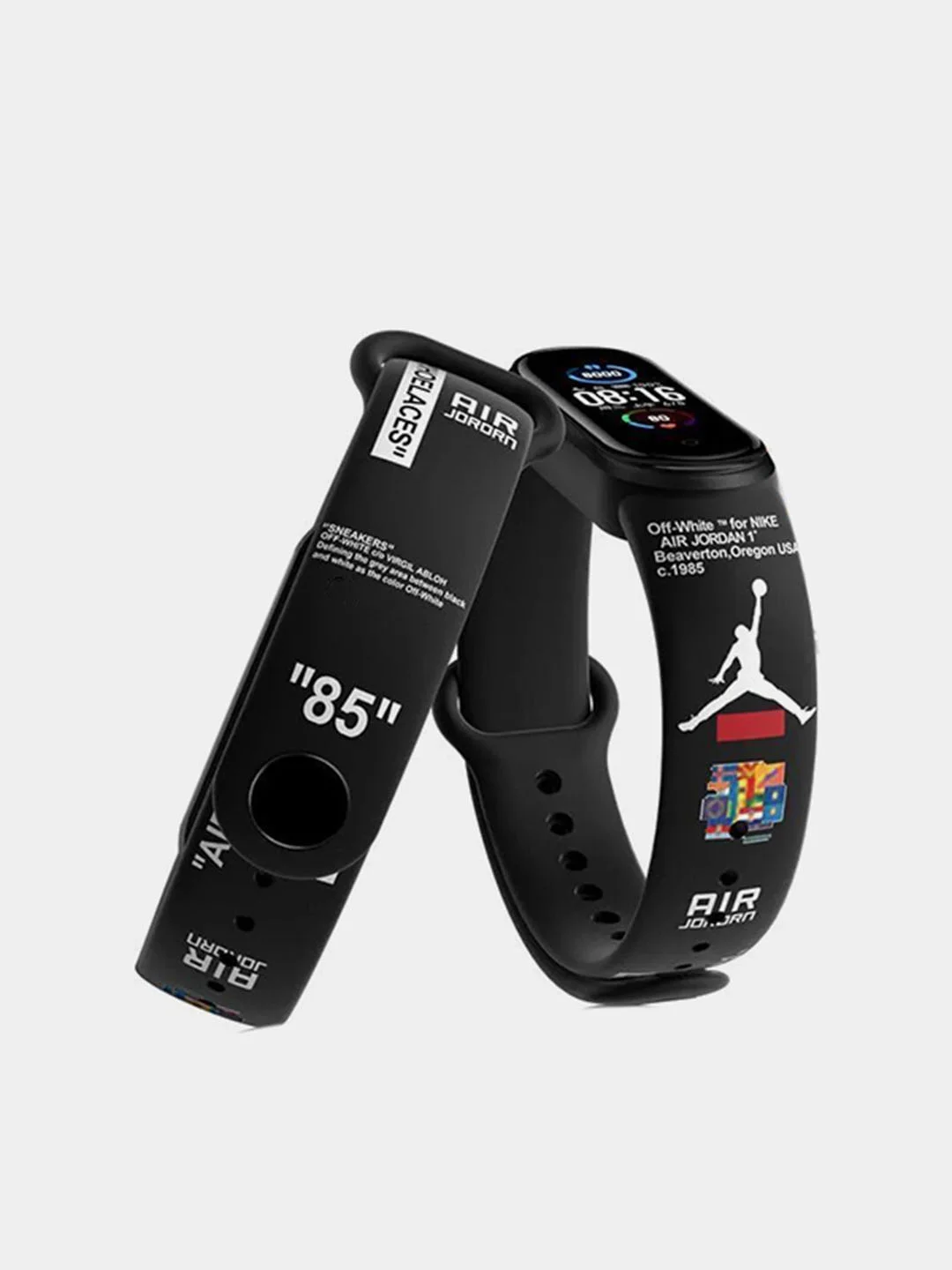 Голубой ремешок для фитнес браслета Mi Band 3/Mi Band 4, с рисунками