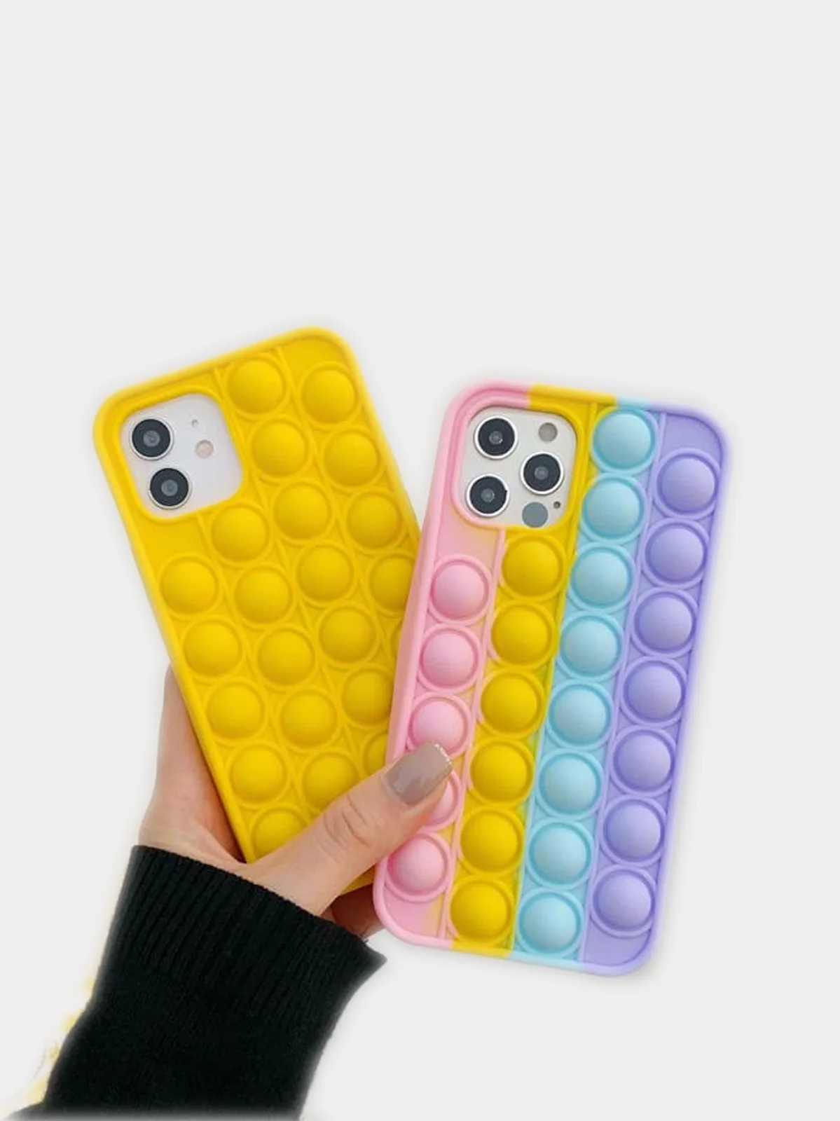 Желтый чехол антистресс пупырка поп ит pop it для iPhone 12 12 Pro на айфон