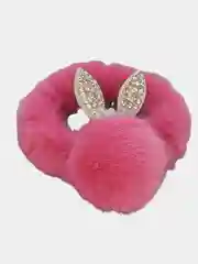 Фуксия резинка меховая  с ушками