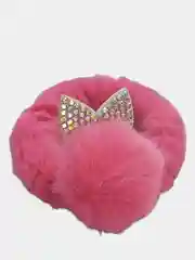 Фуксия резинка меховая с помпоном
