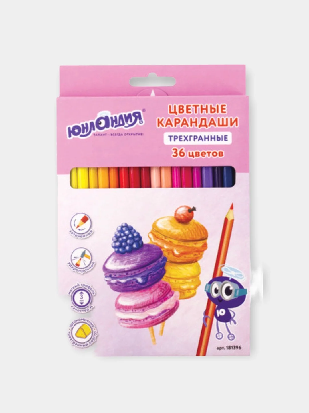 Карандаши цветные деревянные, трехгранные