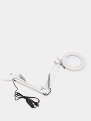 Лампа лупа настольная кольцевая круглая с подсветкой LED, USB на струбцине