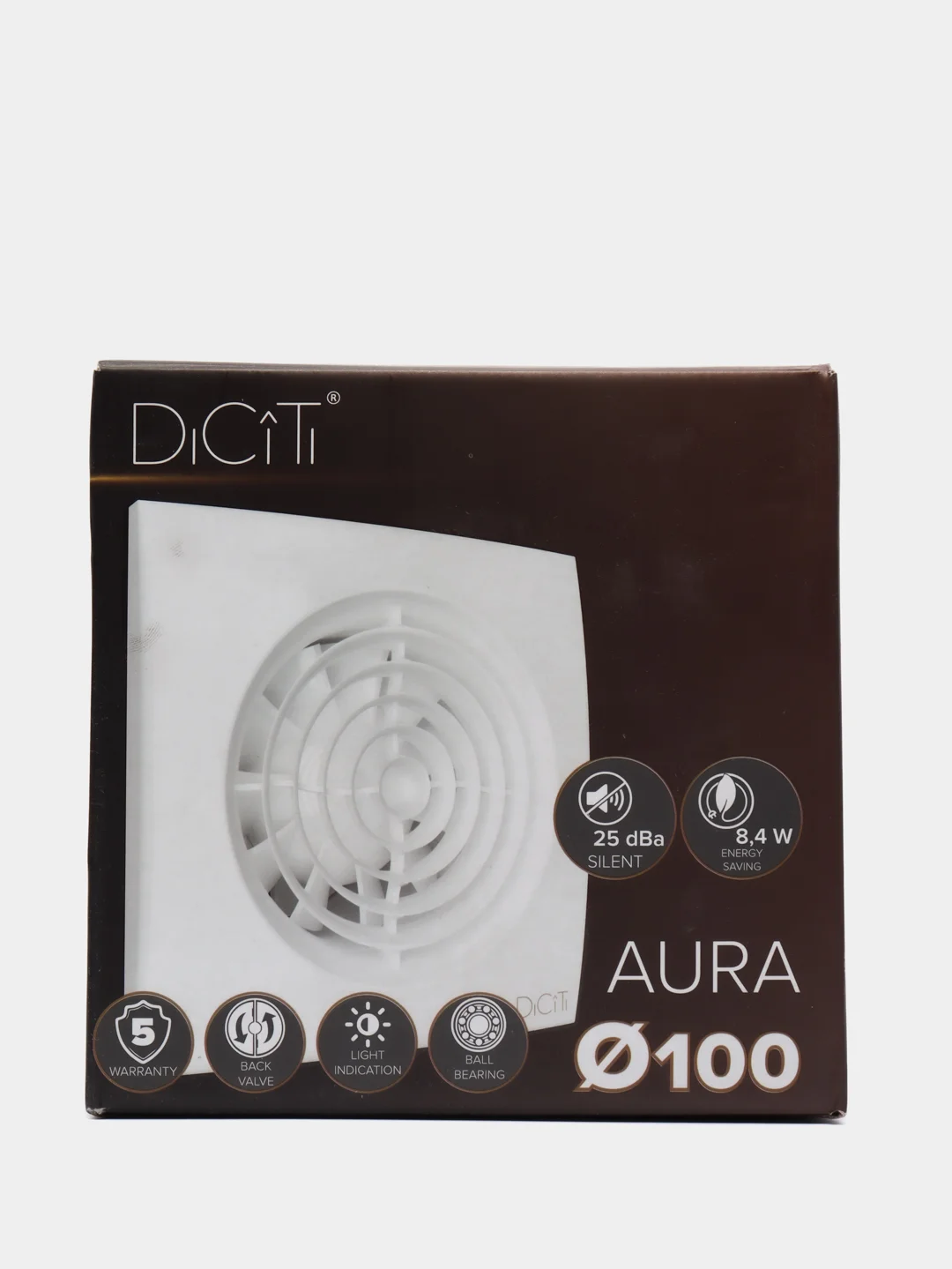 Вытяжной вентилятор 100 DICITI AURA 4C бесшумный в кухню ванную туалет с обратным клапаном