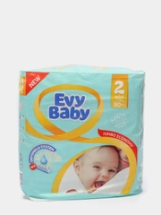 Подгузники Джумбо Evy Baby, мини, 2 размер, 3-6 кг, 80 штук