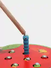 Зеленый магнитная рыбалка, деревянная игрушка поймай червяка