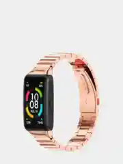 Розовый металлический ремешок для часов Huawei Band 6 / Honor Band 6  хонор хуавей банд