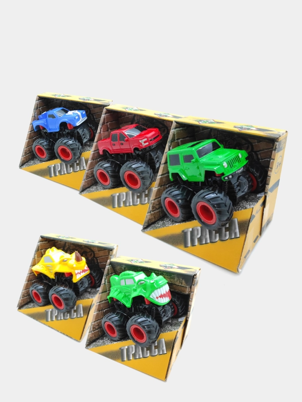 Машина пластиковая инерционная 4WD, на резиновых полых шинах / машинка полный привод