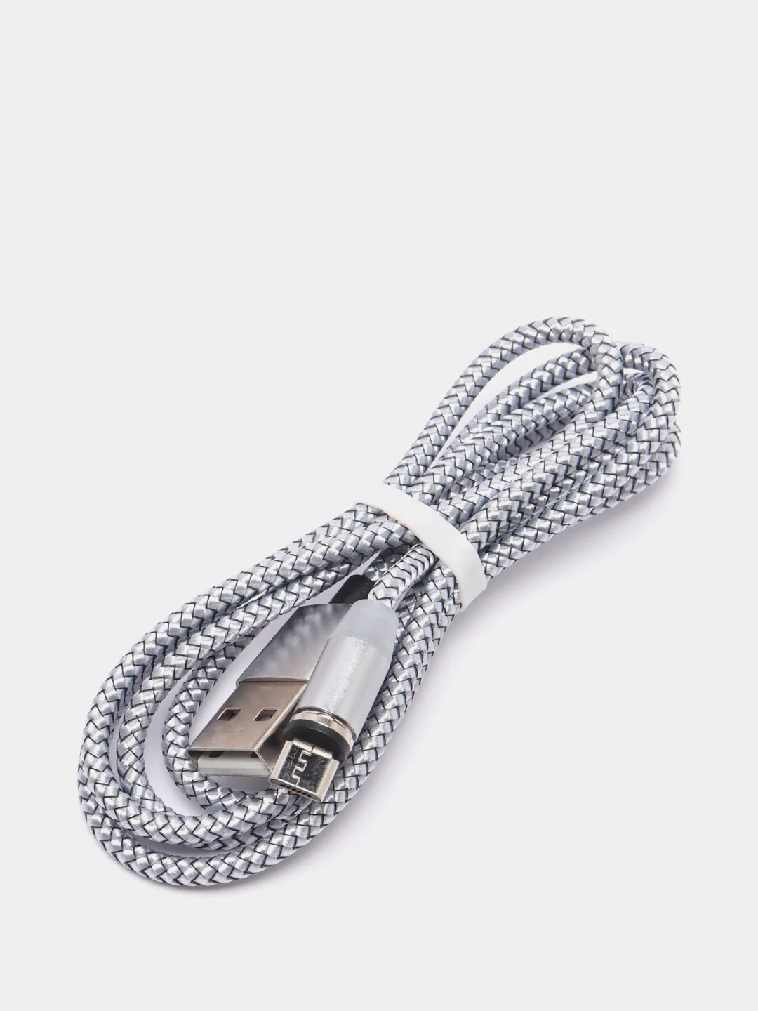 Серебряный магнитный кабель microUSB, type-C, Lightning