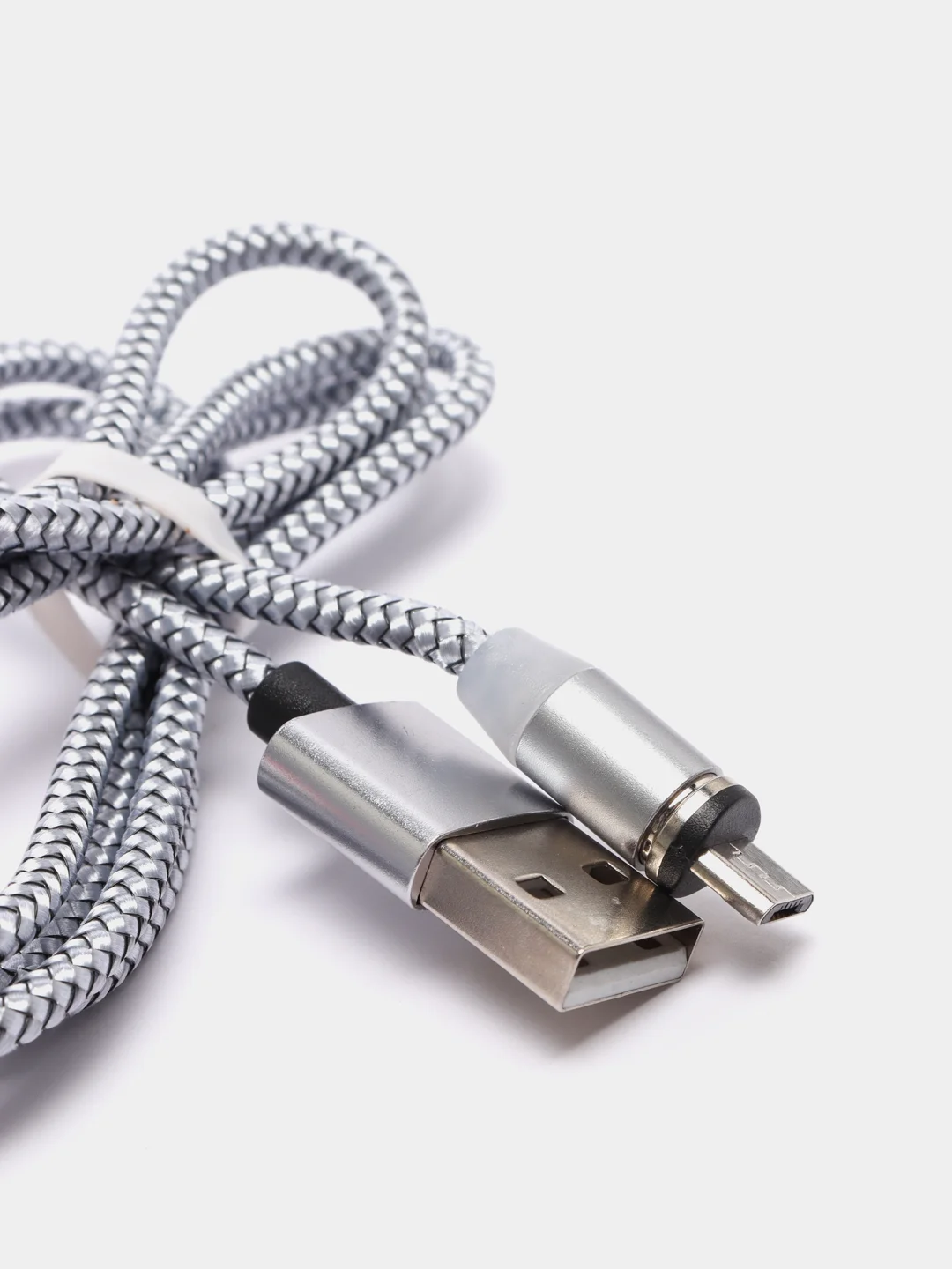 Серебряный магнитный кабель microUSB, type-C, Lightning