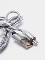 Серебряный магнитный кабель microUSB, type-C, Lightning