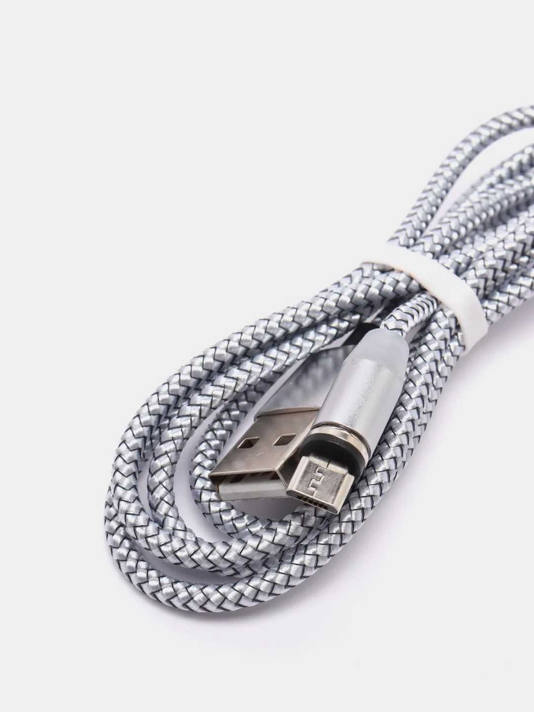 Серебряный магнитный кабель microUSB, type-C, Lightning