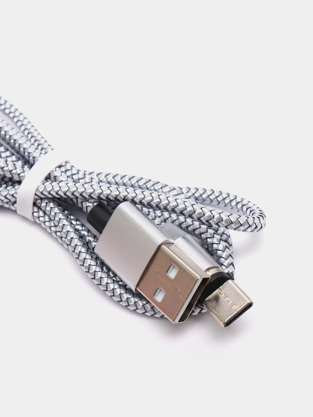 Серебряный магнитный кабель microUSB, type-C, Lightning
