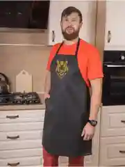 Желтый фартук мужской, кухонный, с вышивкой