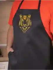 Желтый фартук мужской, кухонный, с вышивкой