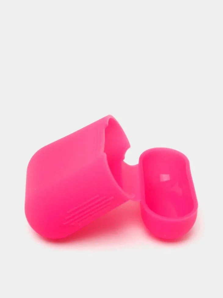 Розовый чехол силиконовый для наушников  Airpods 2