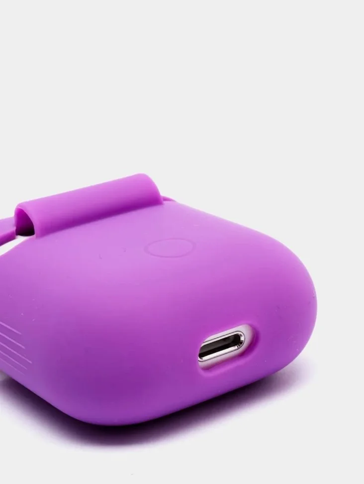 Сиреневый чехол силиконовый для наушников  Airpods 2