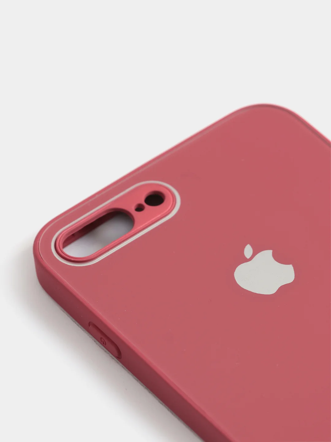 Багровый чехол силиконовый со стеклянной панелью для iPhone 7 Plus / iPhone 8 Plus