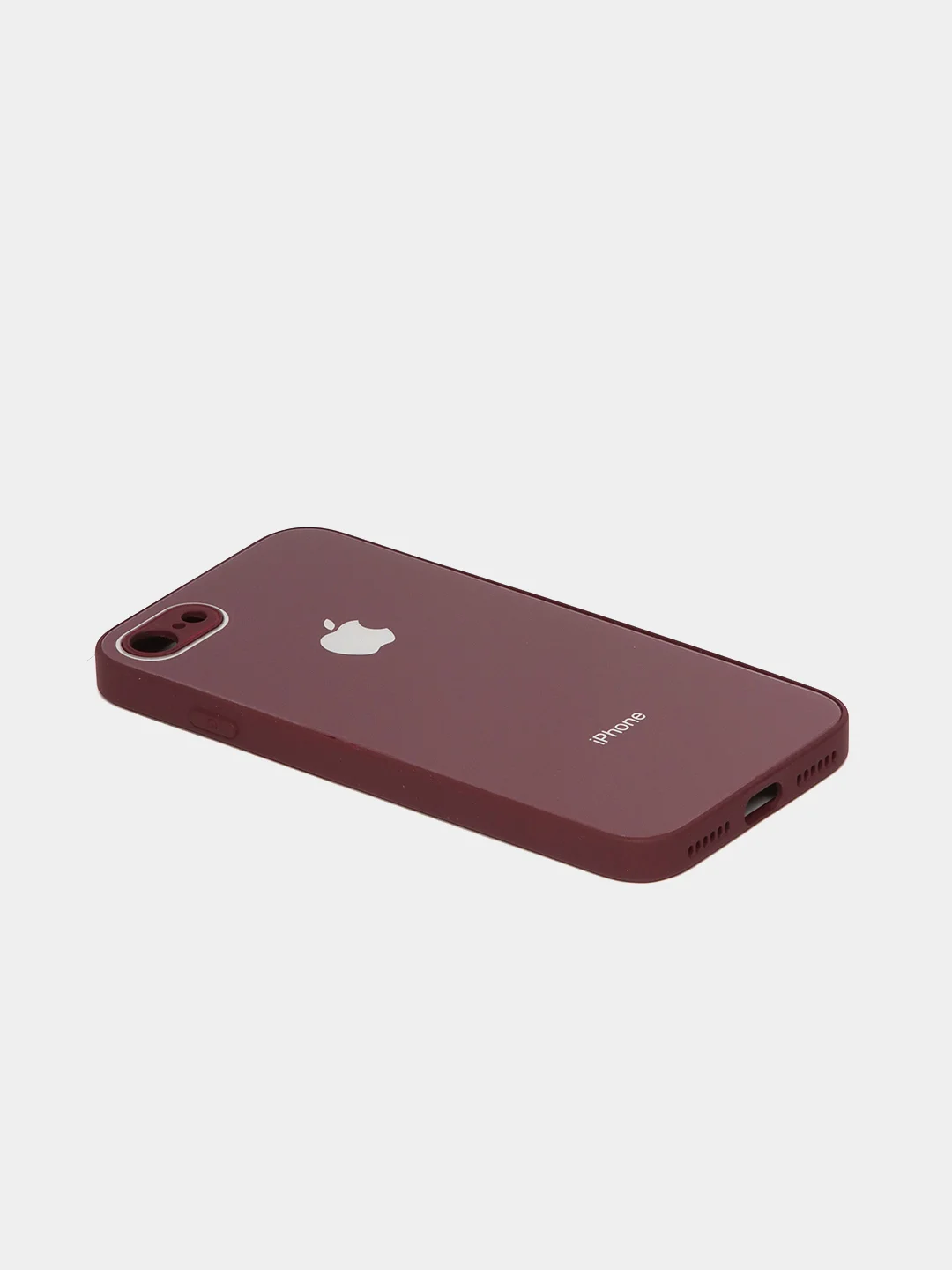 Тёмно-бордовый силиконовый чехол для iPhone 7, iPhone 8, iPhone SE 2020, со стеклянной панелью