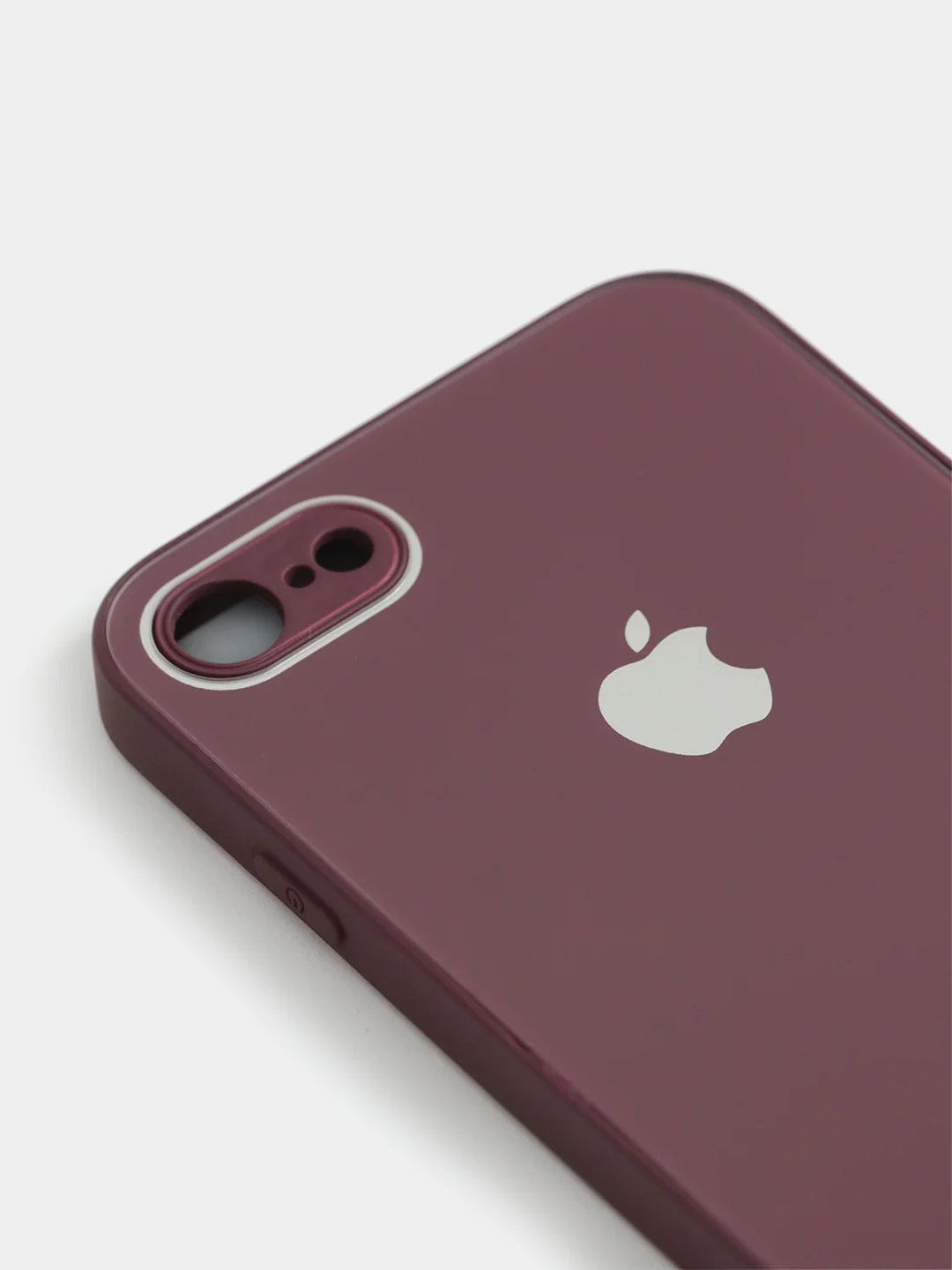 Тёмно-бордовый силиконовый чехол для iPhone 7, iPhone 8, iPhone SE 2020, со стеклянной панелью
