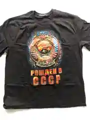 Черный футболка с принтом "Рожден СССР", размеры 58-66, хлопок