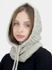 Капор вязанный, осенний, женский