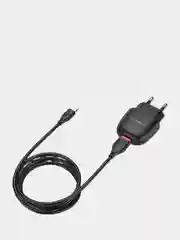Белый блок питания для Micro-USB / Type-C / iPhone, СЗУ, Borofone BA49A, 2.1A