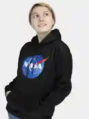 Черный худи "NASA" (Толстовка с принтом логотип "NASA")