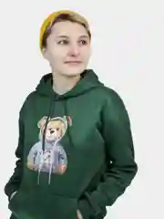 Зеленый худи "Стильный Тэди" (Толстовка с принтом "Stylish Tedy")