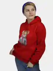 Красный худи "Стильный Тэди" (Толстовка с принтом "Stylish Tedy")