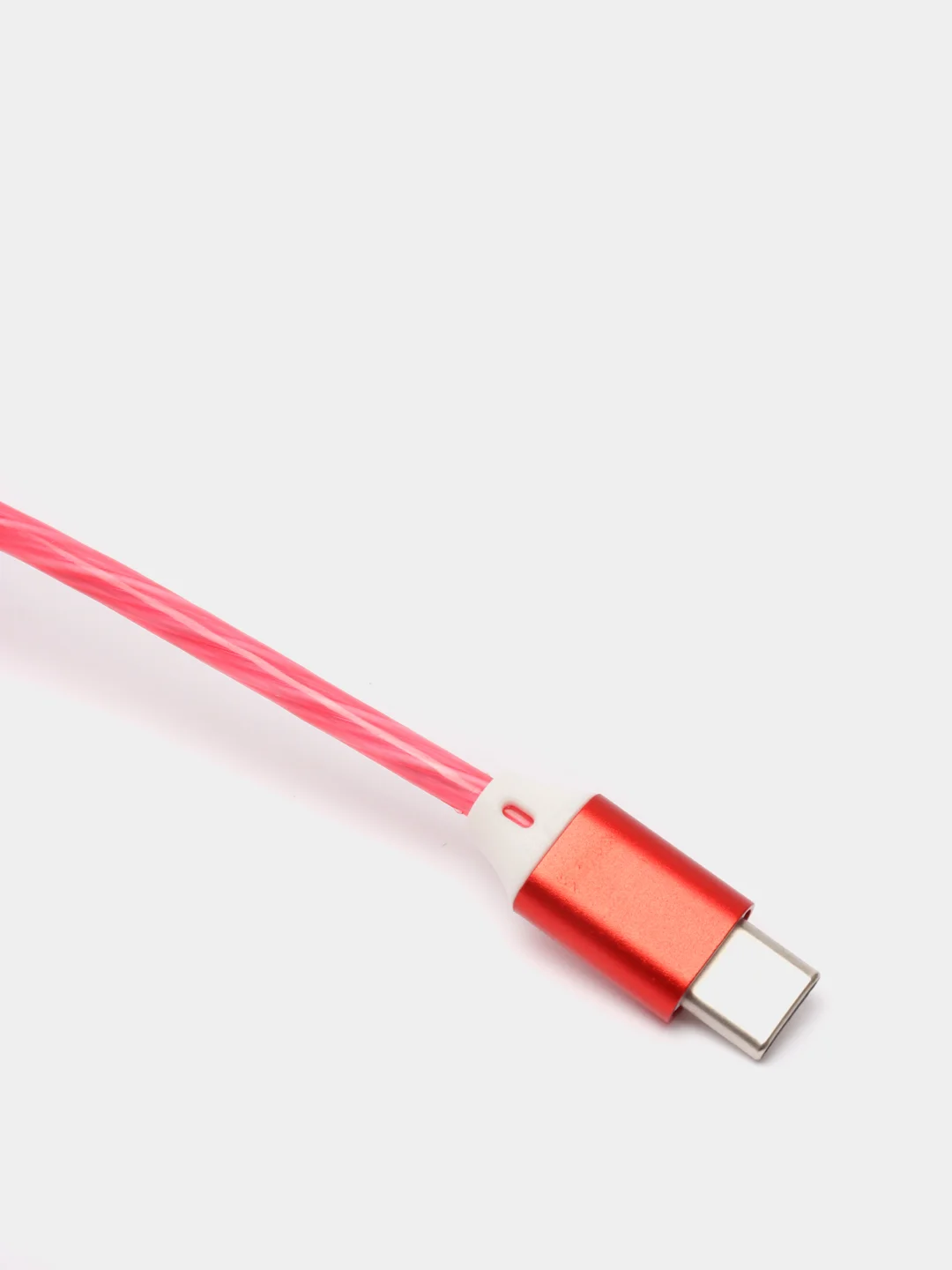 Коралловый светящийся USB-зарядник с micro-USB, Type-C, Lightning
