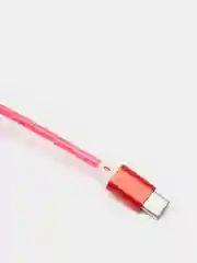 Коралловый светящийся USB-зарядник с micro-USB, Type-C, Lightning