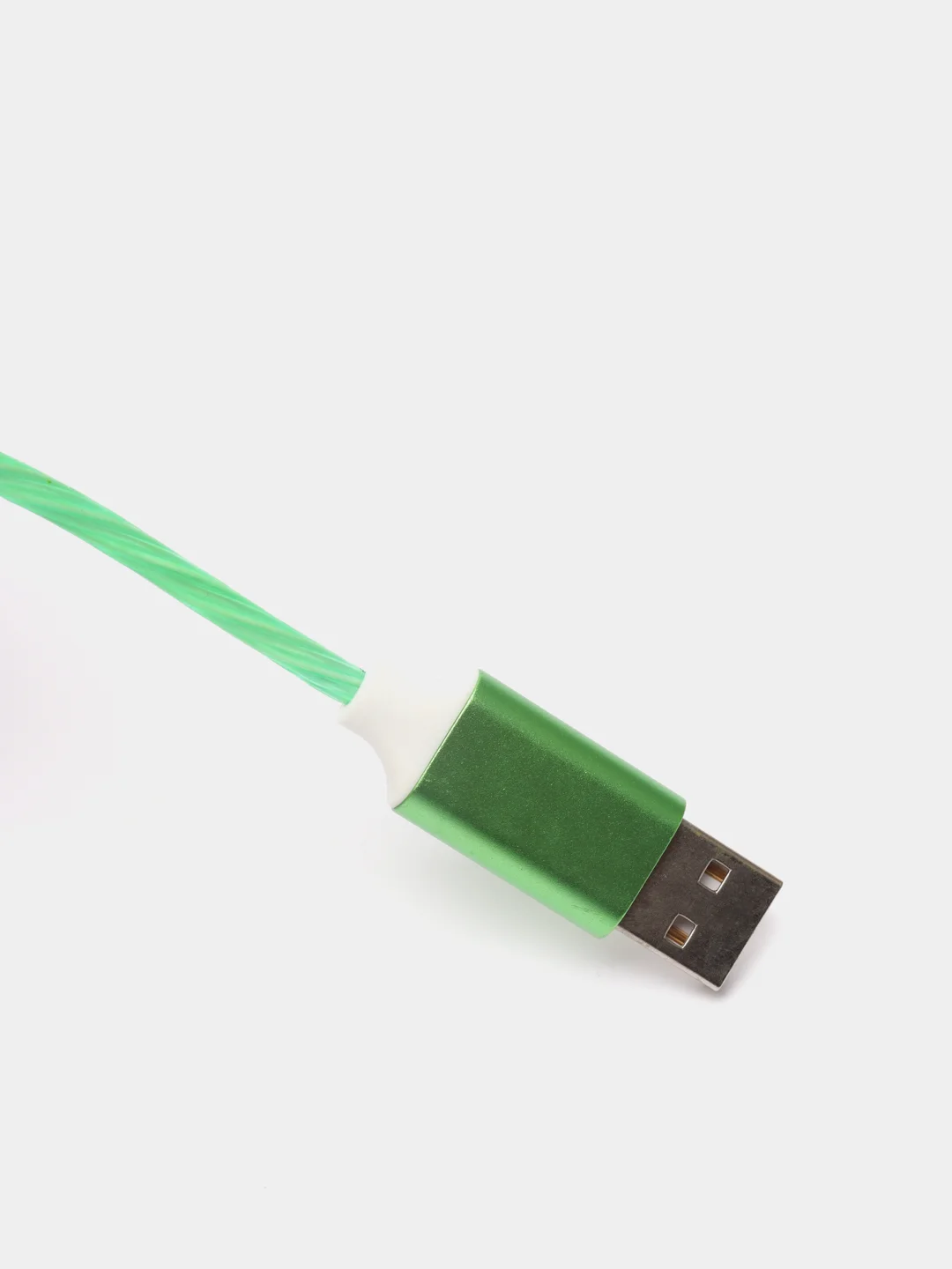 Лайм светящийся USB-зарядник с micro-USB, Type-C, Lightning