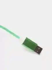 Лайм светящийся USB-зарядник с micro-USB, Type-C, Lightning