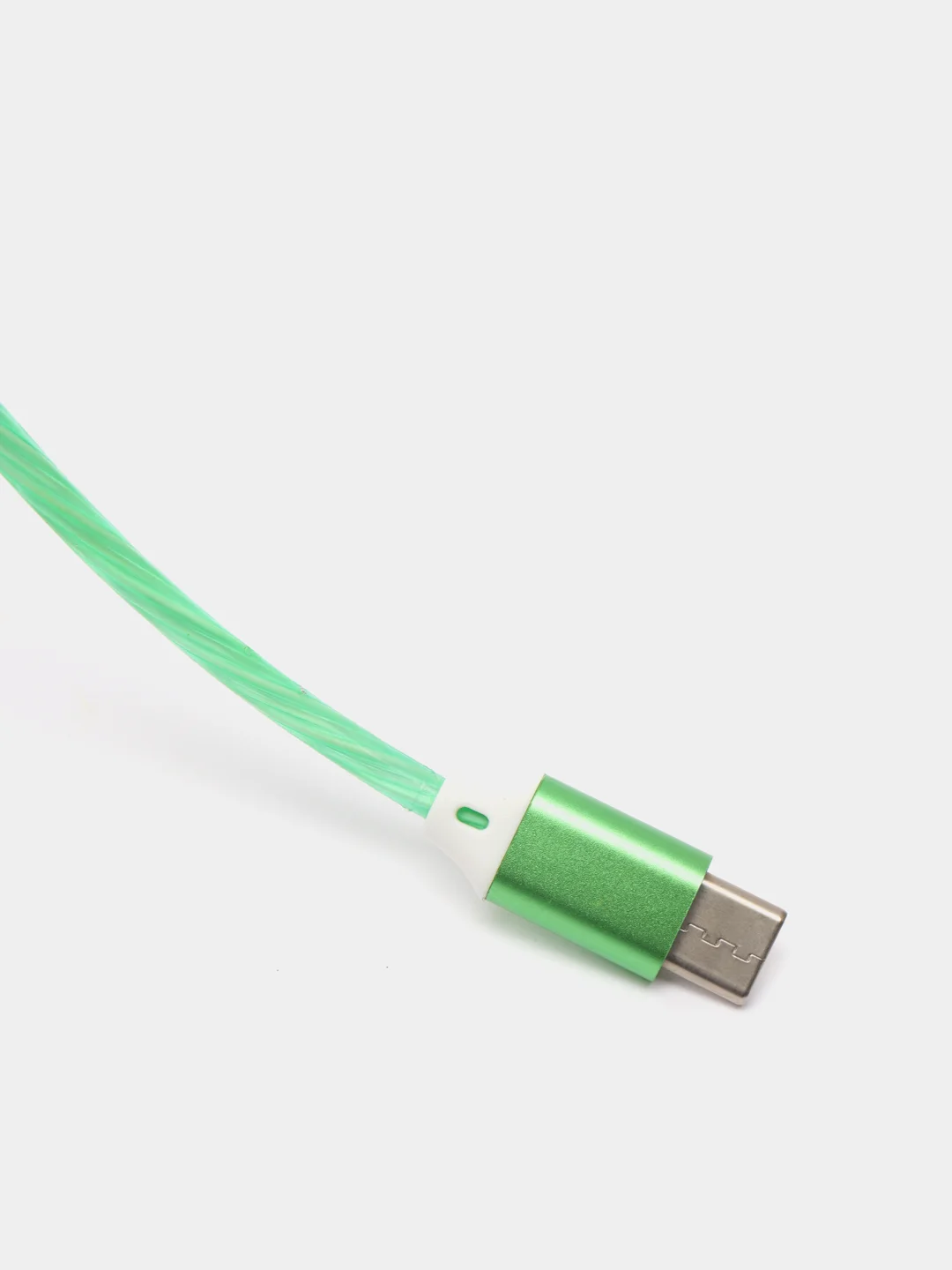 Лайм светящийся USB-зарядник с micro-USB, Type-C, Lightning