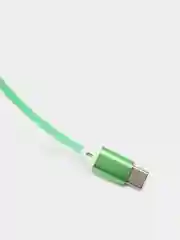 Лайм светящийся USB-зарядник с micro-USB, Type-C, Lightning