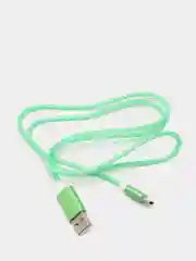 Лайм светящийся USB-зарядник с micro-USB, Type-C, Lightning
