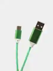 Лайм светящийся USB-зарядник с micro-USB, Type-C, Lightning