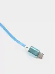 Синий светящийся USB-зарядник с micro-USB, Type-C, Lightning