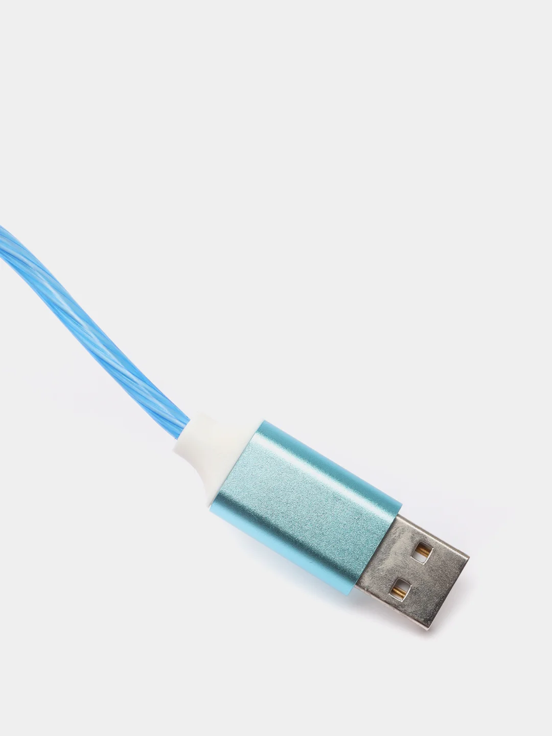 Синий светящийся USB-зарядник с micro-USB, Type-C, Lightning