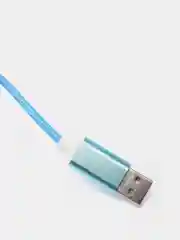 Синий светящийся USB-зарядник с micro-USB, Type-C, Lightning