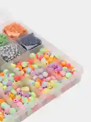 Сиреневый бусины с буквами,смайликами/ бисер, 3цвета