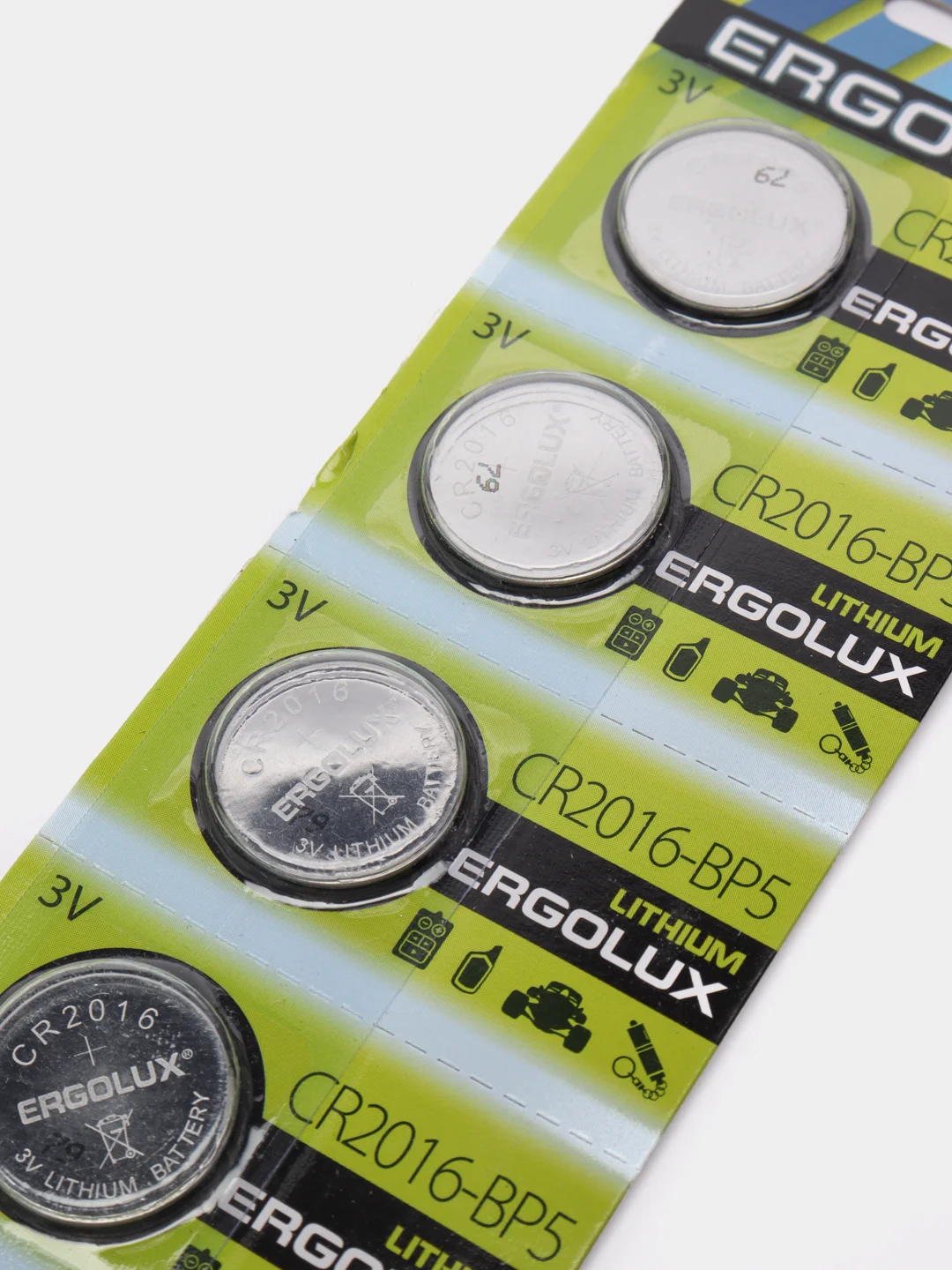 Батарейки ERGOLUX "LITHIUM", тип CR2016, 3 V, 5 штук