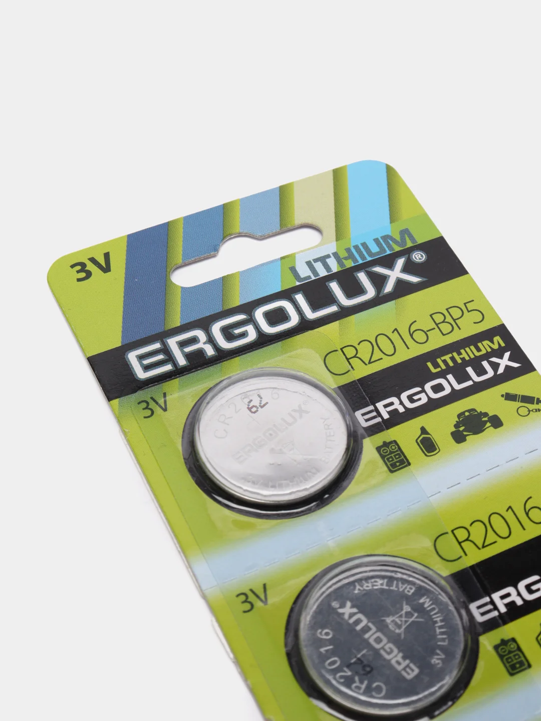 Батарейки ERGOLUX "LITHIUM", тип CR2016, 3 V, 5 штук