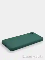 Зеленый чехол силиконовый с защитой камеры для Xiaomi Redmi 9A с бархатной подкладкой